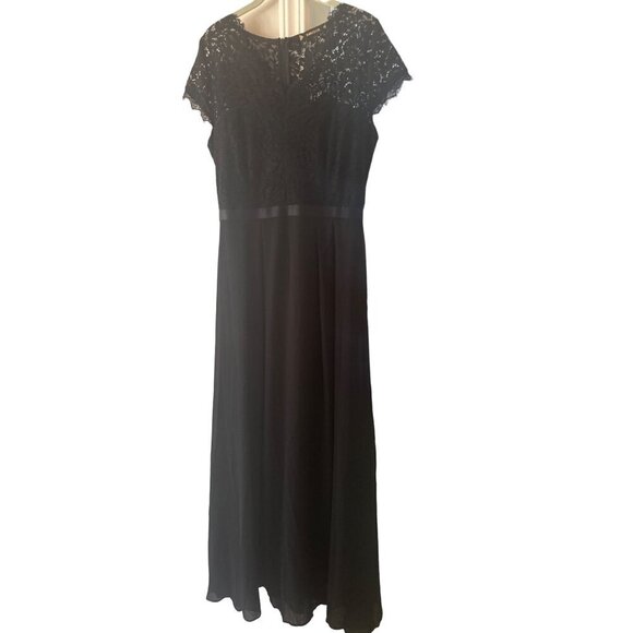 Miusol Long Black Lace Bodice Full Skirt Formal Dress Size Large - Picture 1 of 7